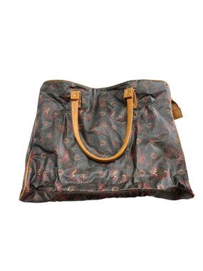 Vintage Avon Paisley Print Tote Bag & Matching Travel Clutch Tan Accents UNUSED